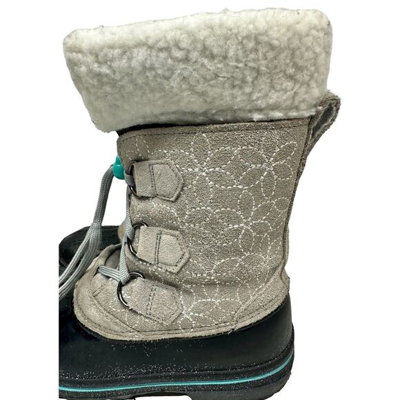 Magellan Girls Snowboot Suede/ Faux Fur Gray‎ Glitter Boot 3M Insulated sz 1 - Picture 9 of 14
